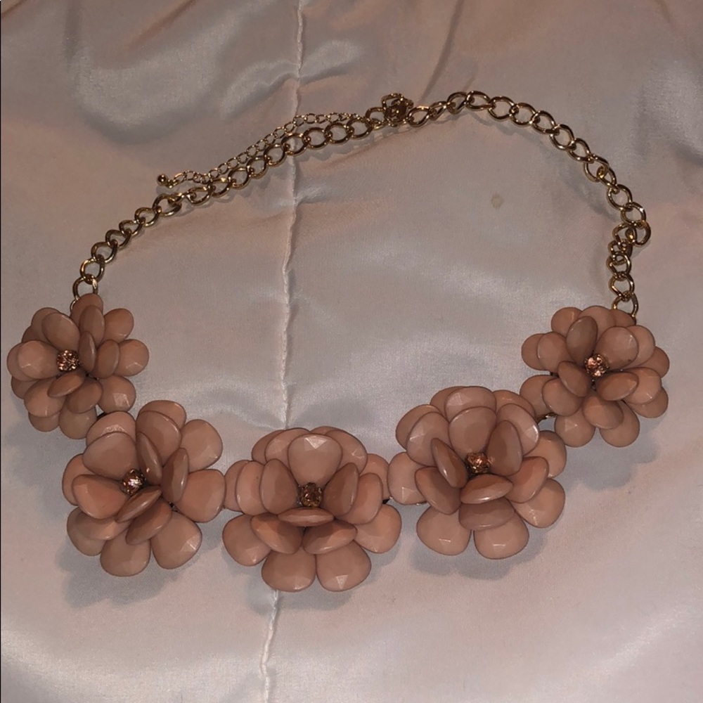 Light Pink Flower Statement Necklace